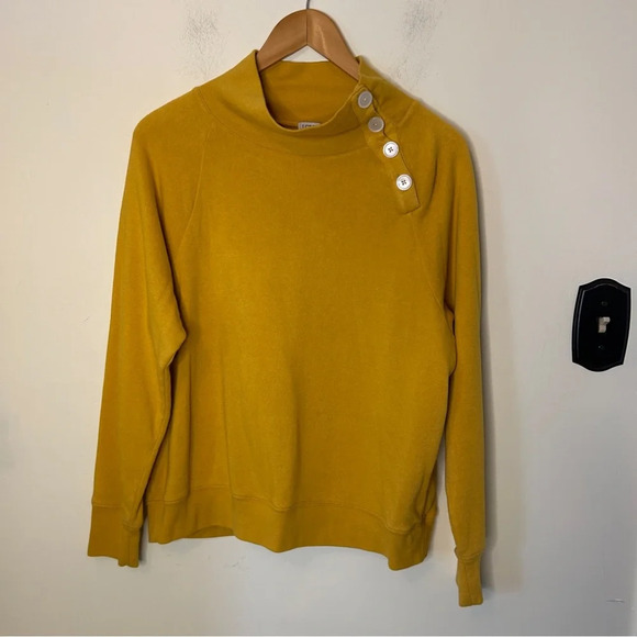 J. Crew Factory Button Collar Mock Neck Sweatshirt Yellow Size M - Picture 1 of 6